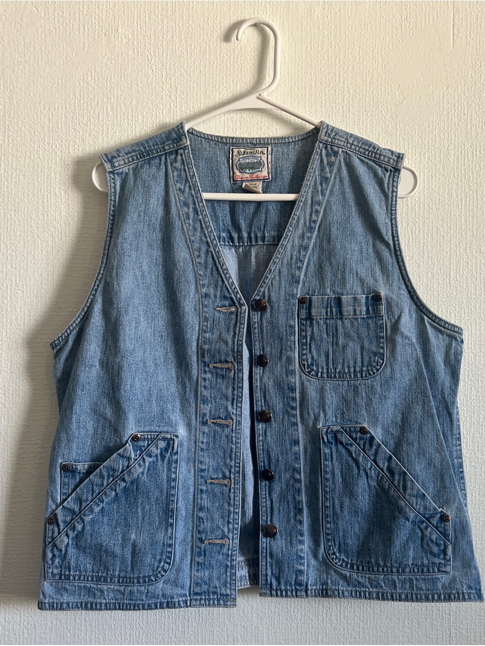 vintage denim button up vest w/ pockets